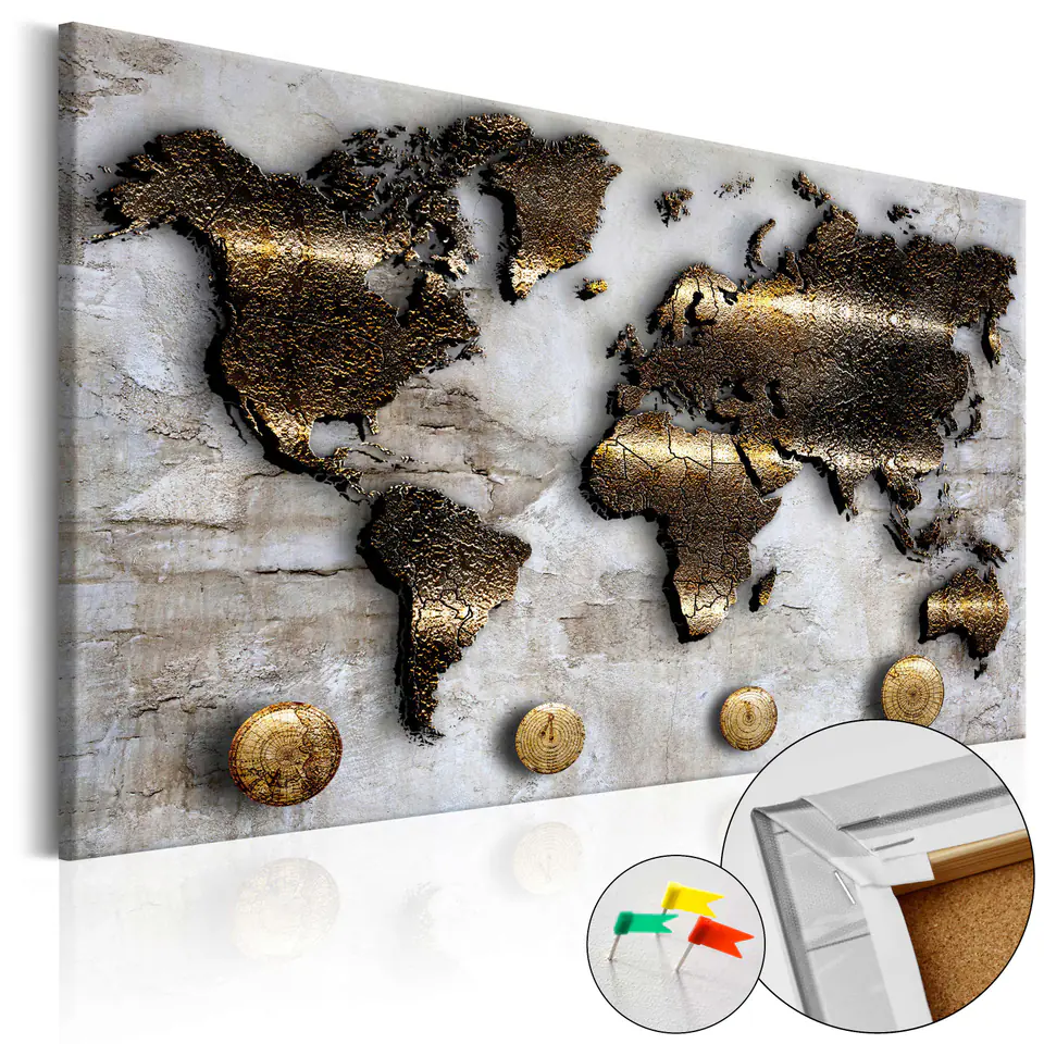 ⁨Painting on the cork - The Golden Journey [Cork map] (size 90x60)⁩ at Wasserman.eu