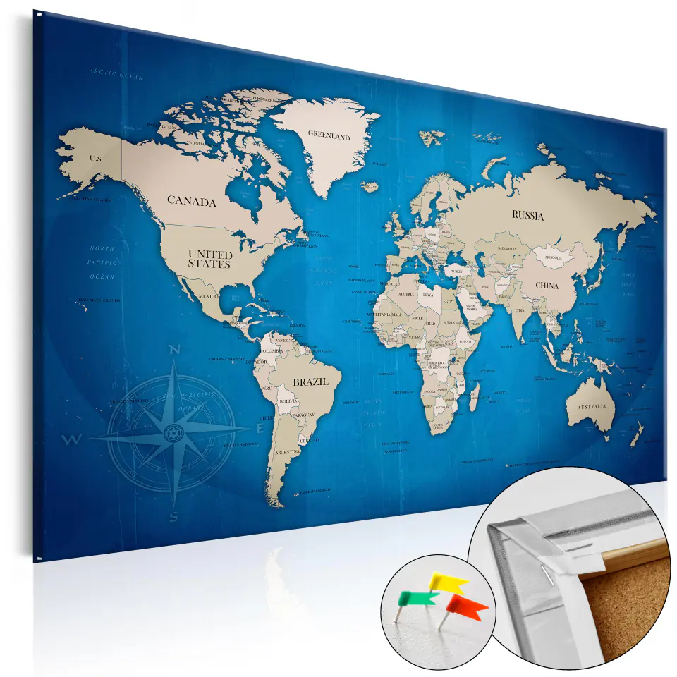 ⁨Picture on the cork - Navy blue trail [Cork map] (size 90x60)⁩ at Wasserman.eu