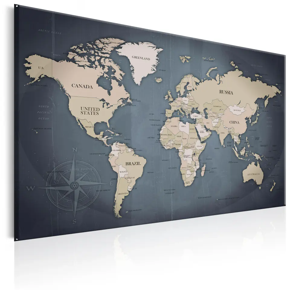 ⁨Image - World Map: Shades of gray (size 120x80)⁩ at Wasserman.eu