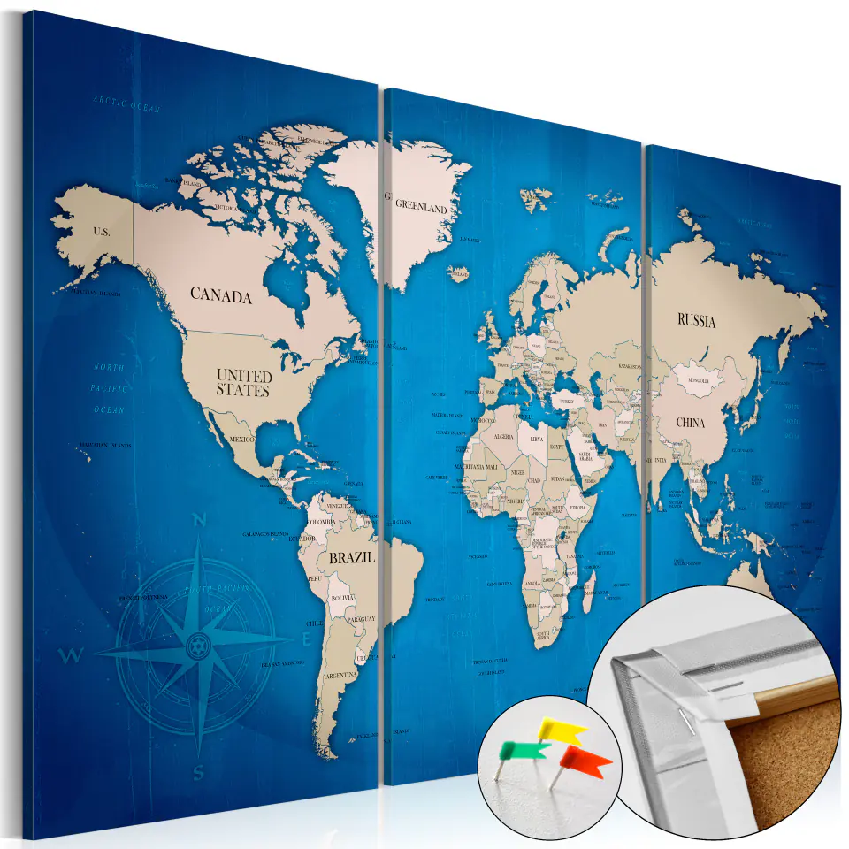 ⁨Picture on cork - Inky journey [Cork map] (size 90x60)⁩ at Wasserman.eu