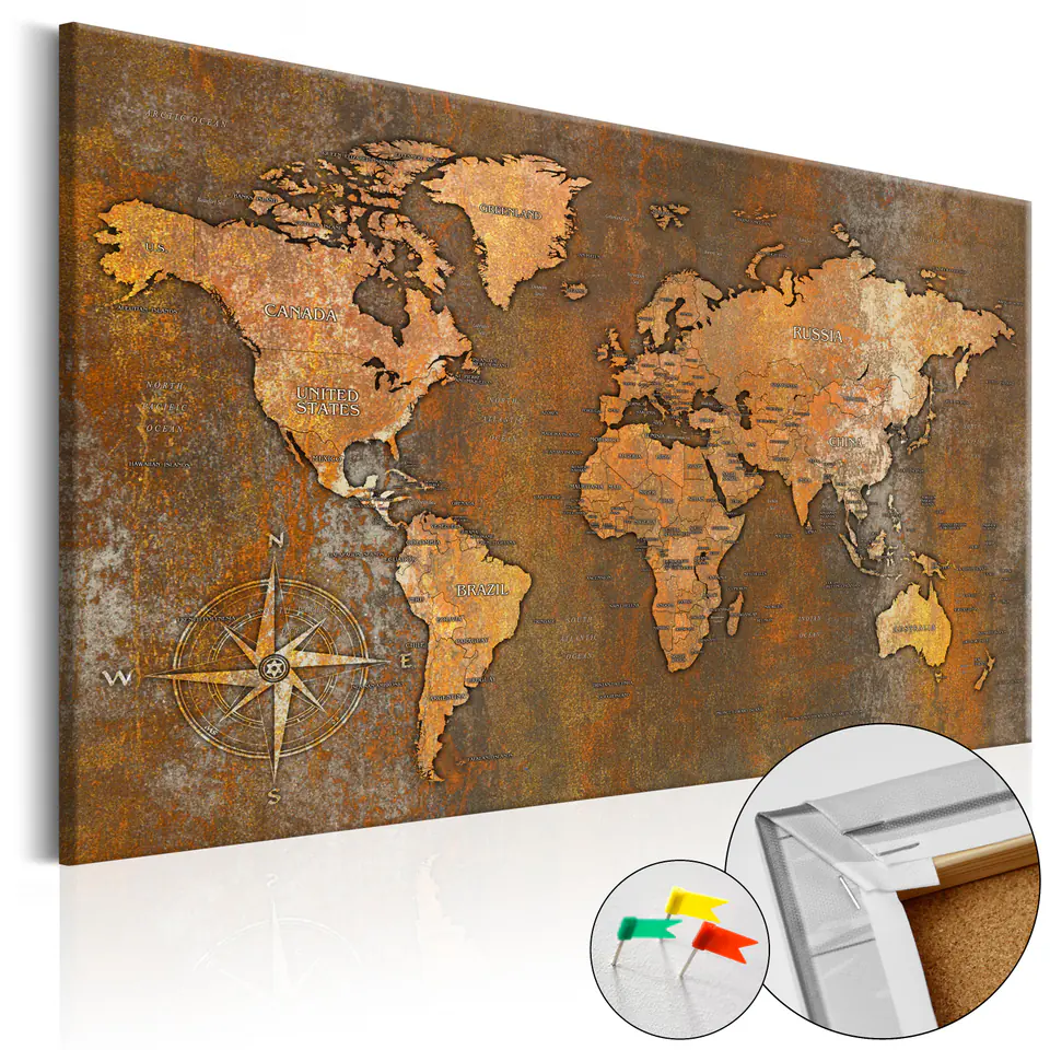 ⁨Painting on cork - Rusty World [Cork map] (size 60x40)⁩ at Wasserman.eu