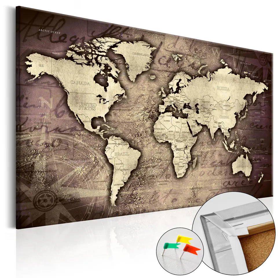 ⁨Painting on the cork - Precious world [Cork map] (size 60x40)⁩ at Wasserman.eu