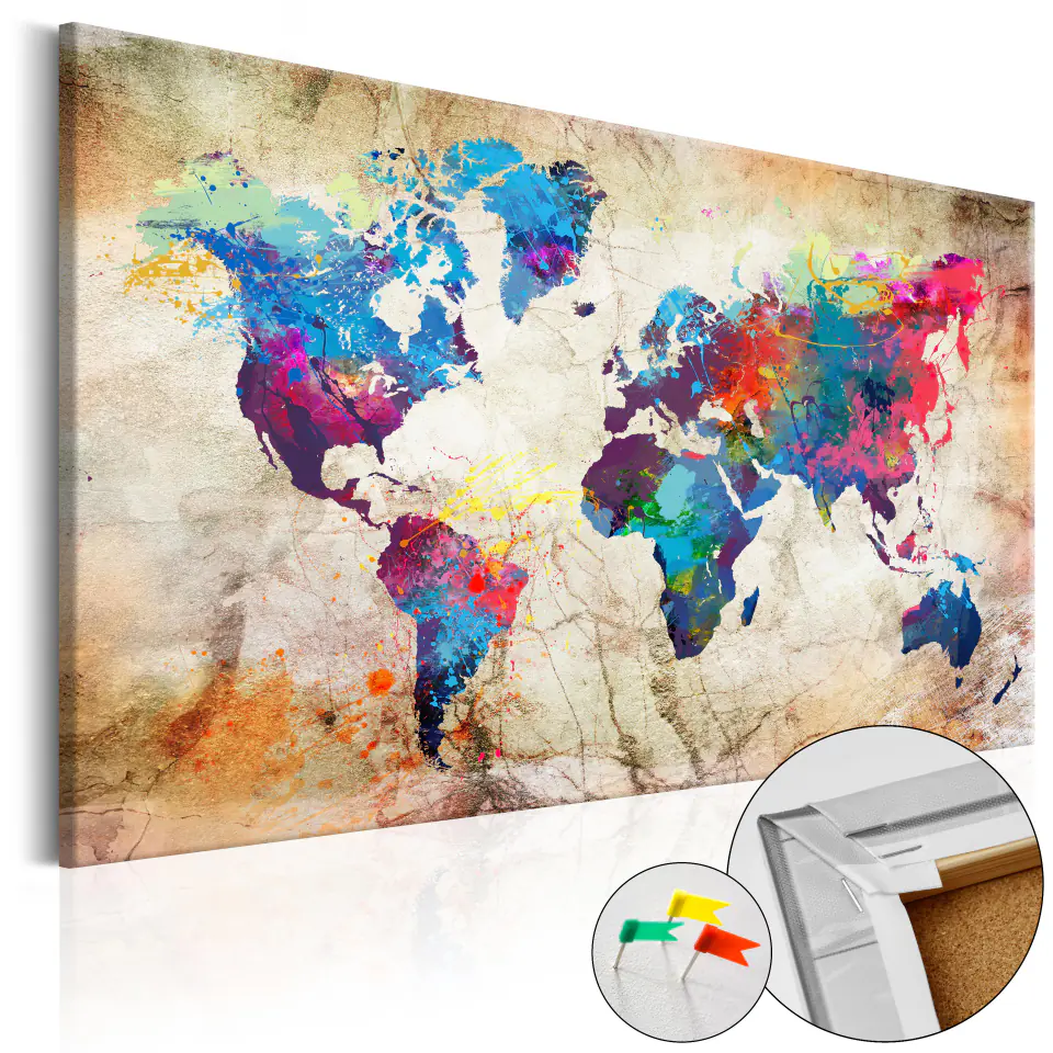 ⁨Picture on cork - World Map: Urban style [Cork map] (size 90x60)⁩ at Wasserman.eu