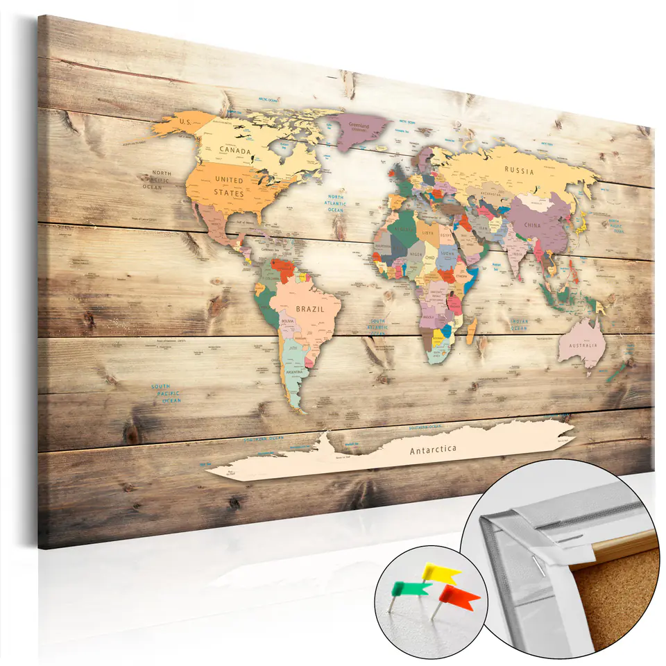 ⁨Picture on the cork - The world at your fingertips [Cork map] (size 90x60)⁩ at Wasserman.eu