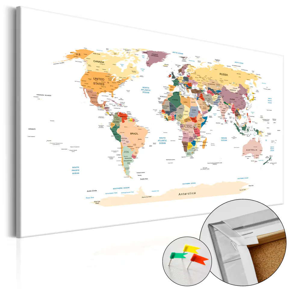 ⁨Picture on the cork - World map [Cork map] (size 60x40)⁩ at Wasserman.eu