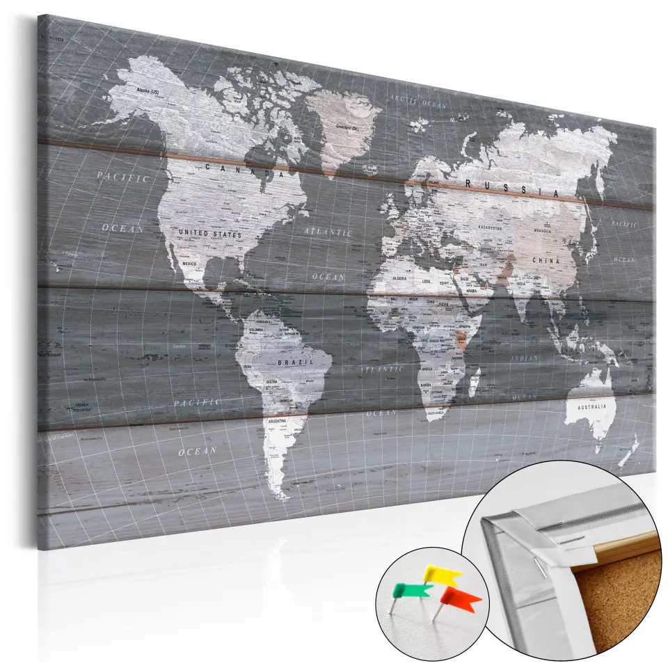 ⁨Painting on cork - Gray Earth [Cork map] (size 60x40)⁩ at Wasserman.eu