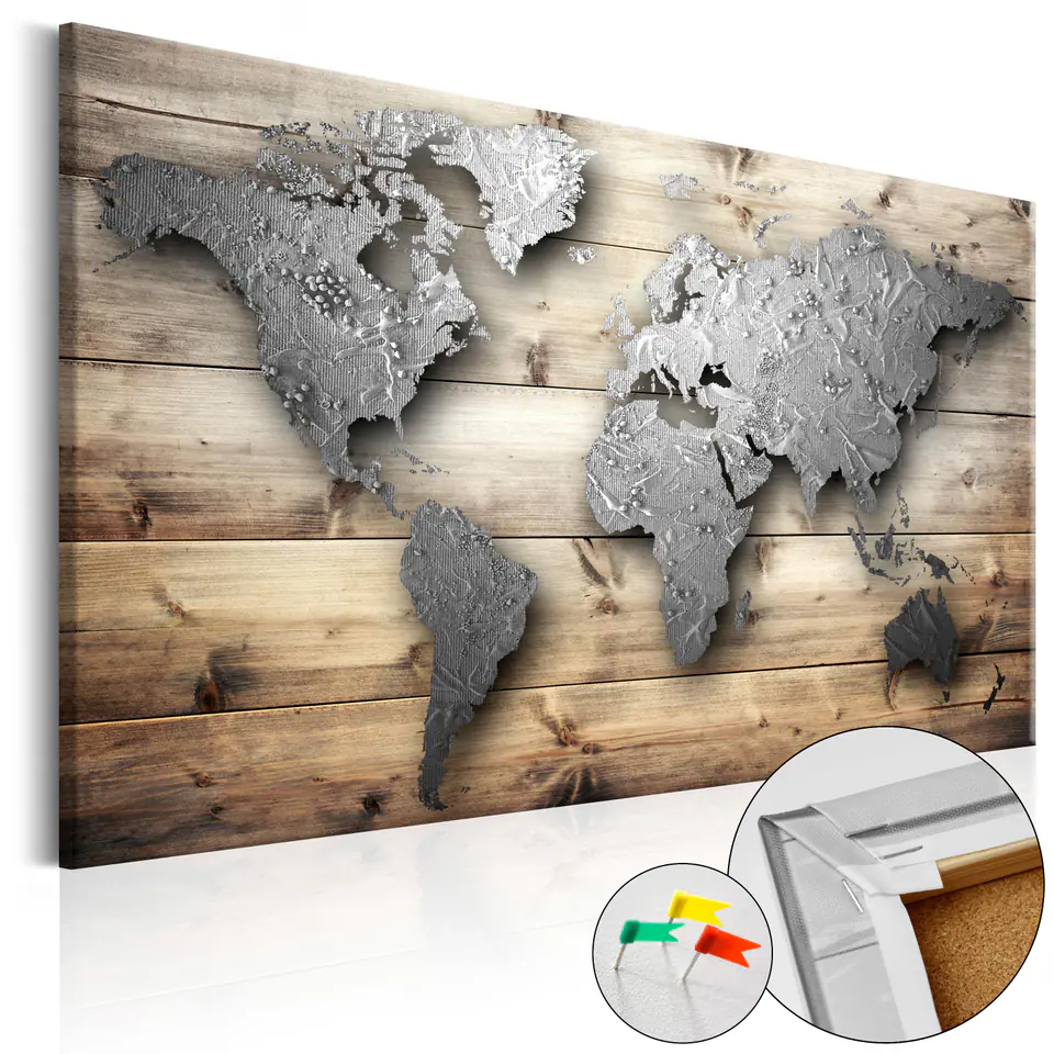 ⁨Painting on cork - Silver World [Cork map] (size 60x40)⁩ at Wasserman.eu