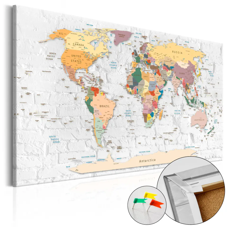 ⁨Painting on the cork - Walls of the world [Cork map] (size 60x40)⁩ at Wasserman.eu