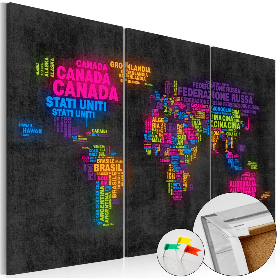 ⁨Painting on cork - Mappa del Mondo [Cork map] (size 60x40)⁩ at Wasserman.eu