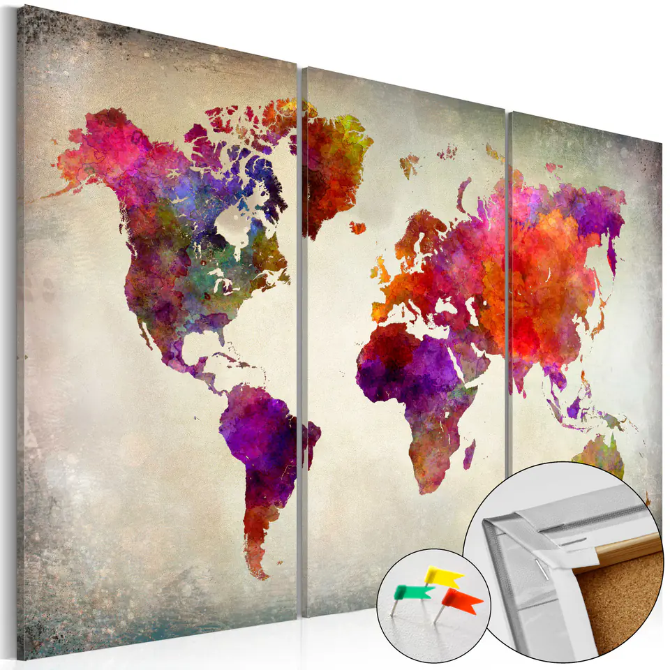 ⁨Picture on cork - Mosaic of colors [Cork map] (size 60x40)⁩ at Wasserman.eu