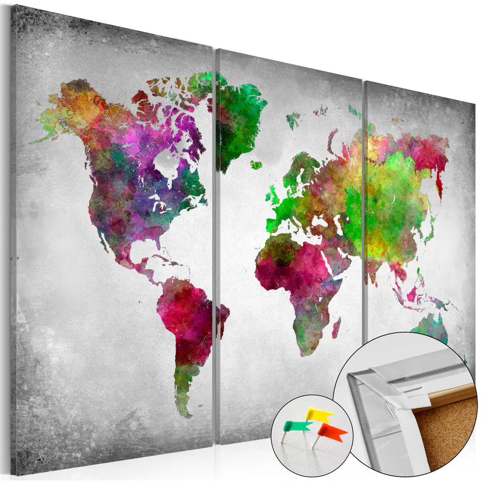 ⁨Picture on the cork - Diversity of the world [Cork map] (size 60x40)⁩ at Wasserman.eu