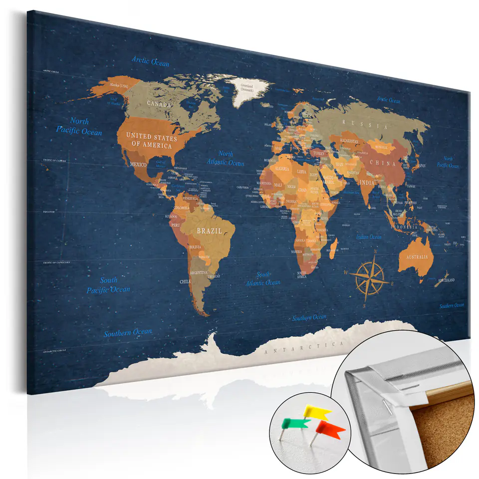 ⁨Painting on cork - Inky oceans [Cork map] (size 60x40)⁩ at Wasserman.eu
