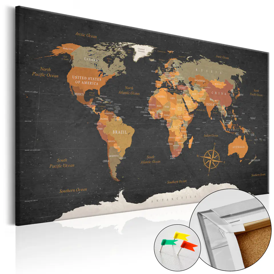 ⁨Painting on the cork - Mysteries of the Earth [Cork map] (size 60x40)⁩ at Wasserman.eu