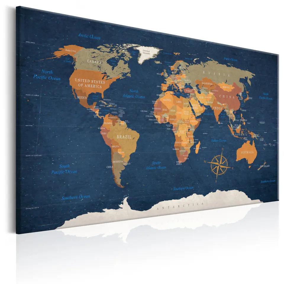 ⁨Image - World Map: Inky Oceans (size 60x40)⁩ at Wasserman.eu