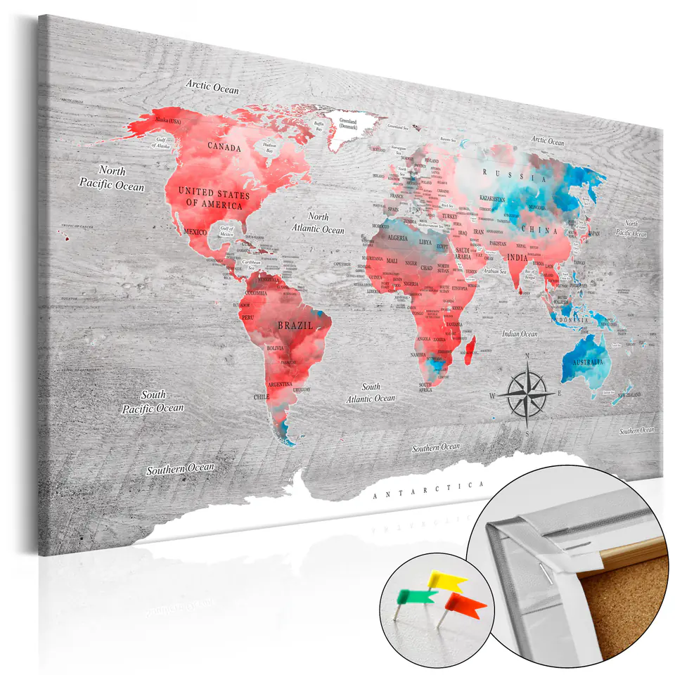 ⁨Painting on a traffic jam - Red hike [Cork map] (size 60x40)⁩ at Wasserman.eu