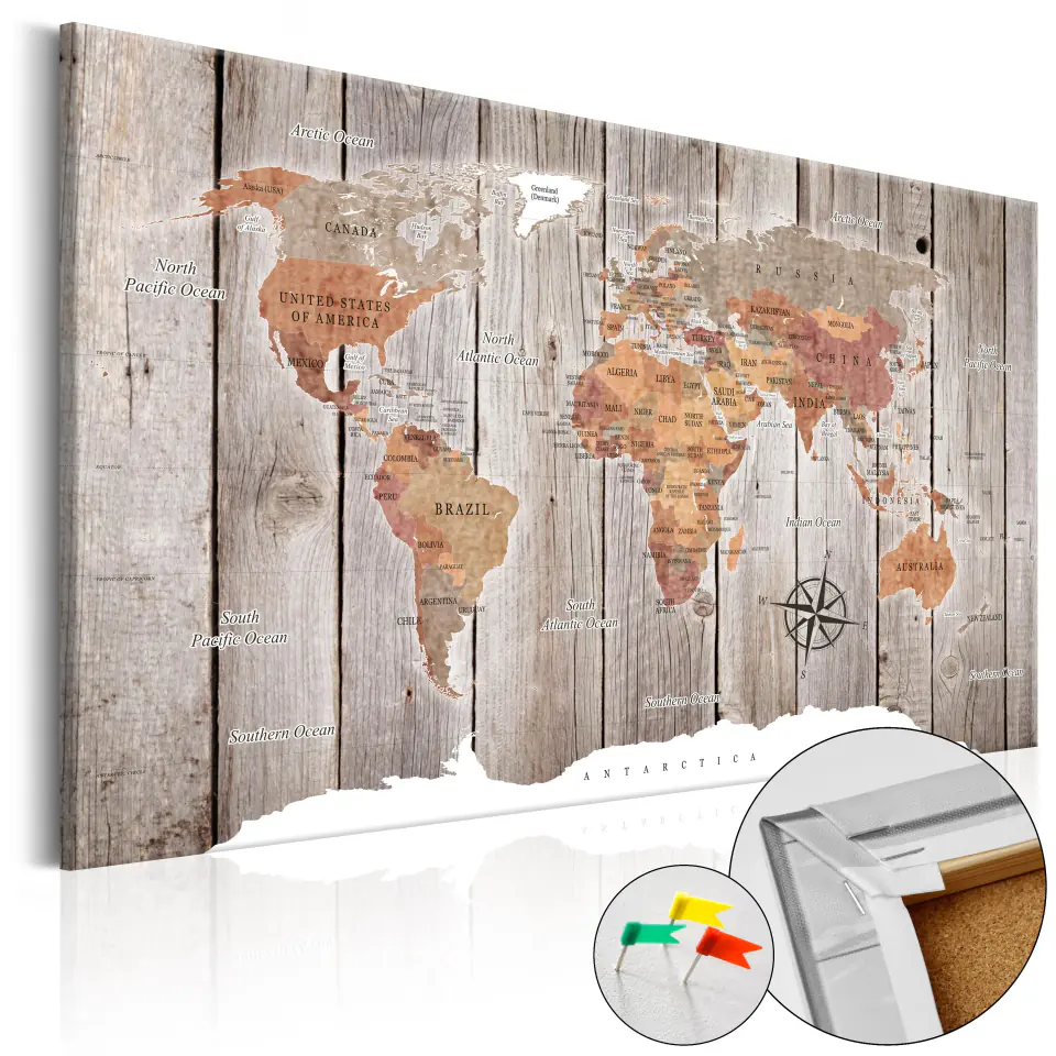⁨Painting on cork - Wooden stories [Cork map] (size 60x40)⁩ at Wasserman.eu
