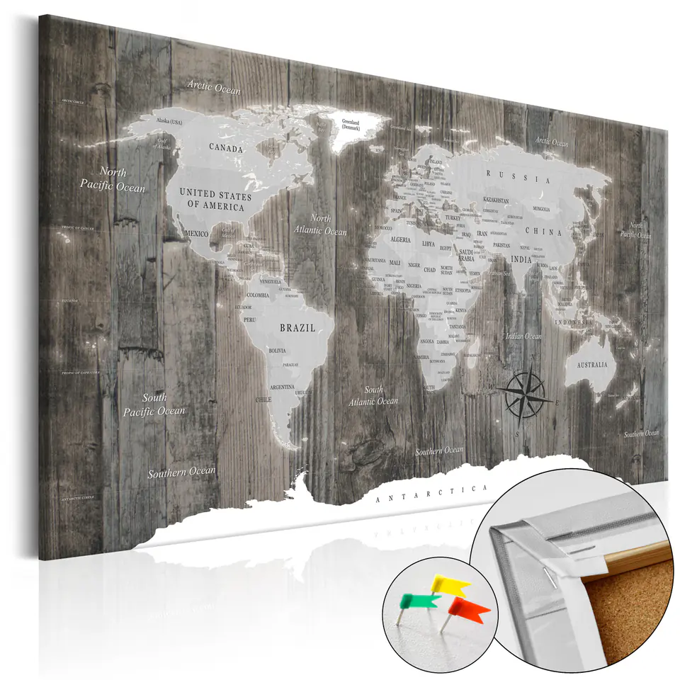 ⁨Painting on cork - World of wood [Cork map] (size 90x60)⁩ at Wasserman.eu