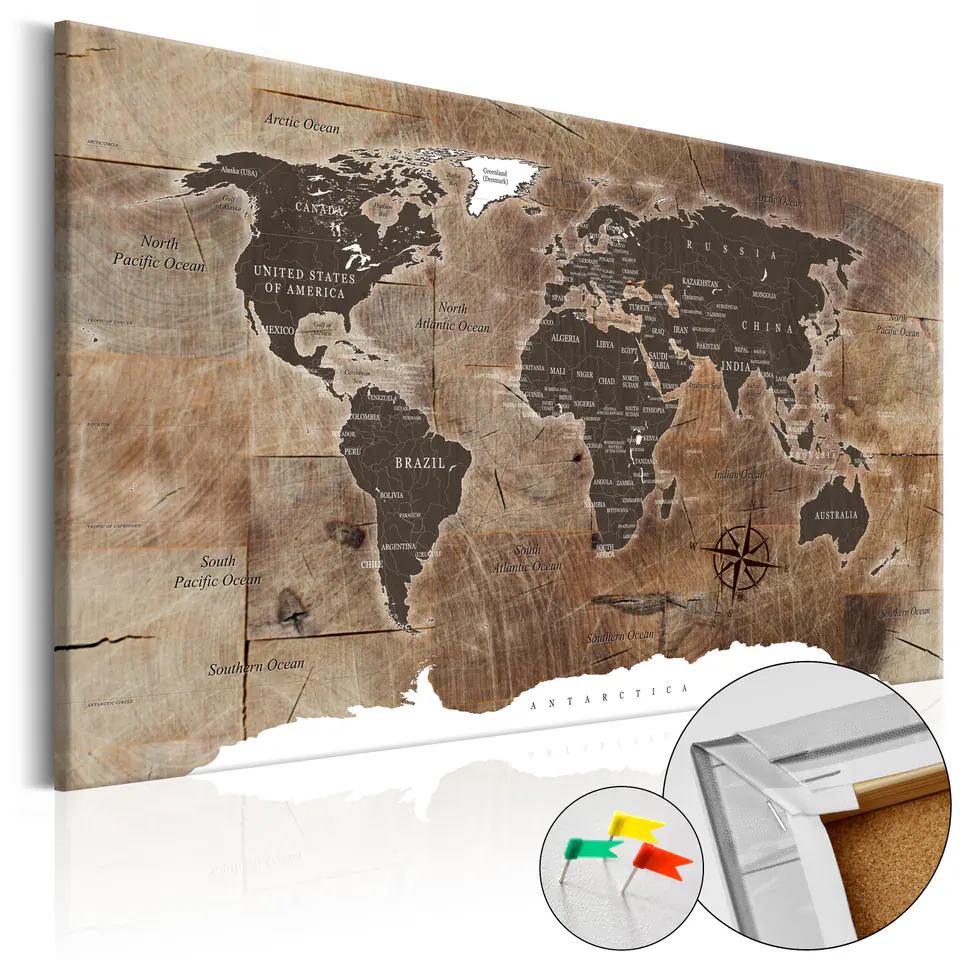 ⁨Painting on cork - Wooden mosaic [Cork map] (size 90x60)⁩ at Wasserman.eu