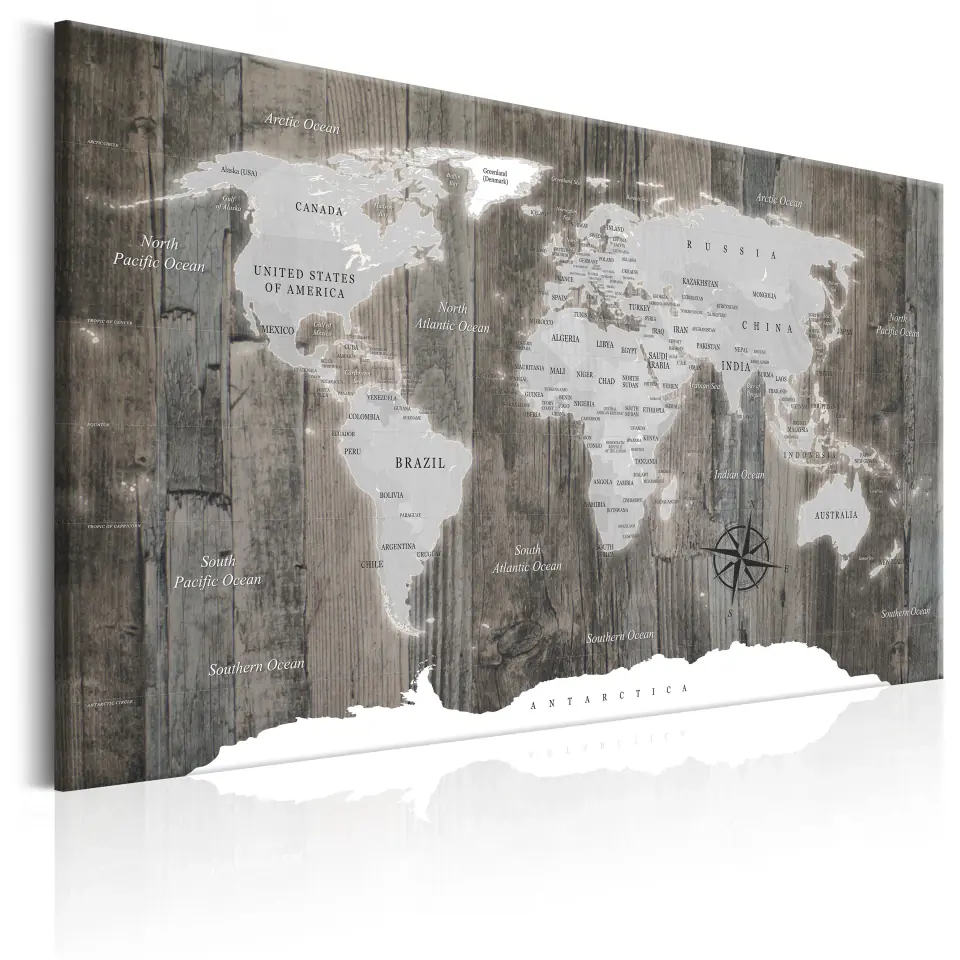 ⁨Picture - World Map: Wooden World (size 120x80)⁩ at Wasserman.eu