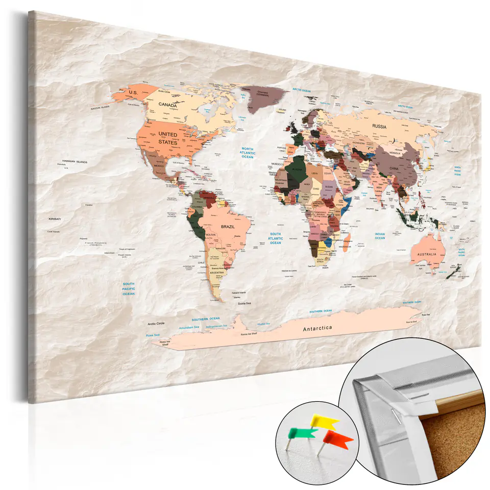 ⁨Painting on cork - Stone oceans [Cork map] (size 60x40)⁩ at Wasserman.eu