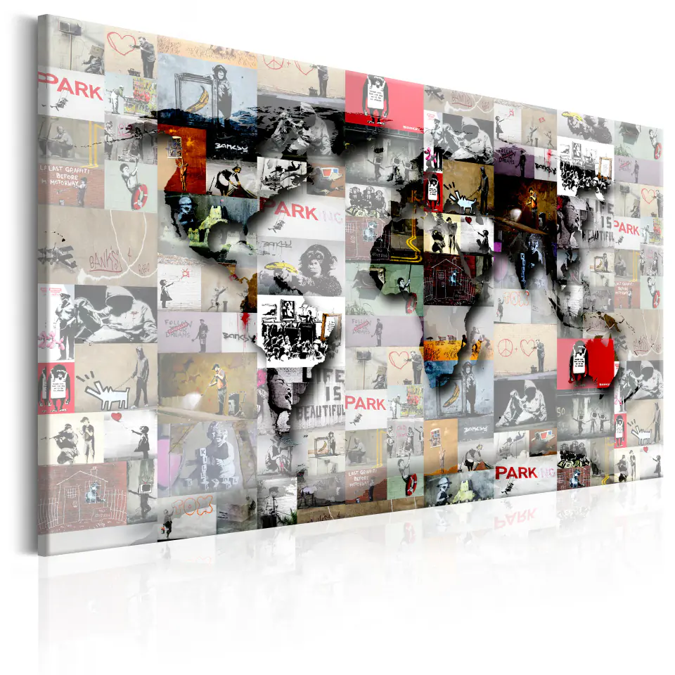 ⁨Picture - Map: Inspiration by Banksy (size 60x40)⁩ at Wasserman.eu