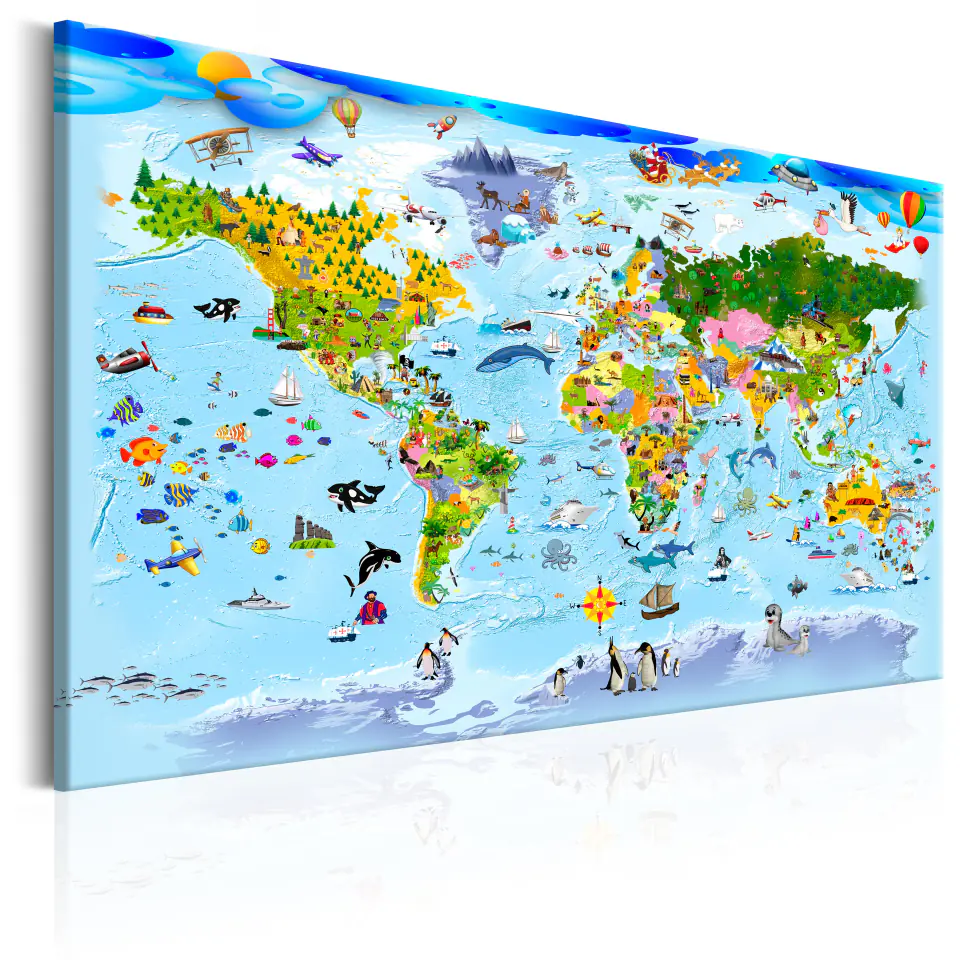 ⁨Picture - Children's world map - colorful travels (size 60x40)⁩ at Wasserman.eu