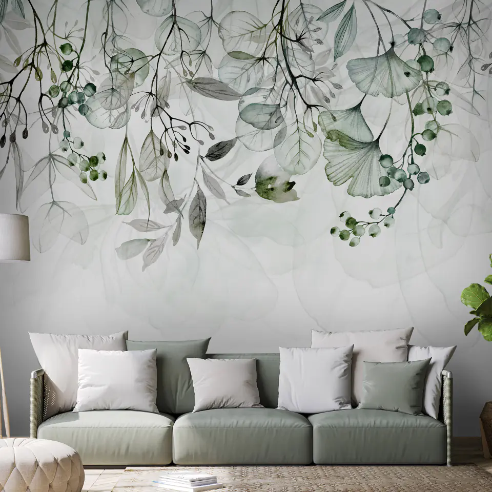 ⁨Self-adhesive wall mural - Misty nature - green (size 98x70)⁩ at Wasserman.eu