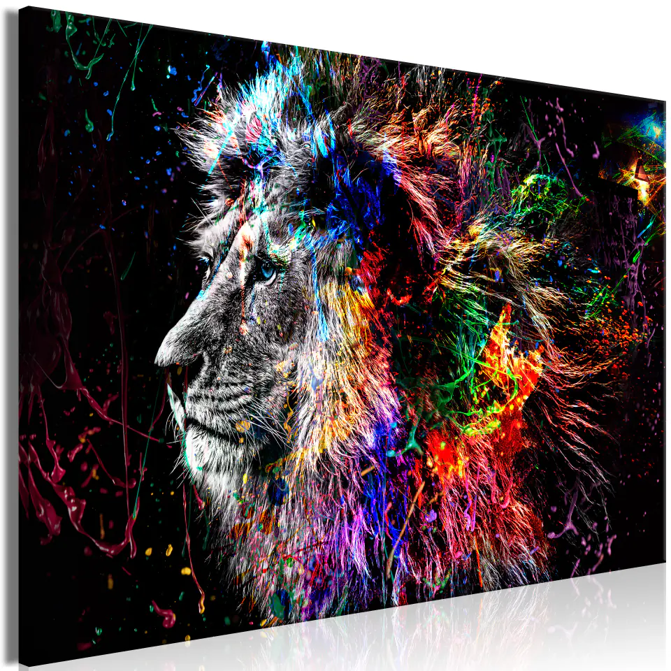 ⁨Picture - Crazy Lion (1-piece) wide (size 60x40)⁩ at Wasserman.eu