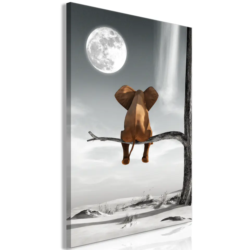 ⁨Picture - Elephant and Moon (1-piece), vertical (size 40x60)⁩ at Wasserman.eu