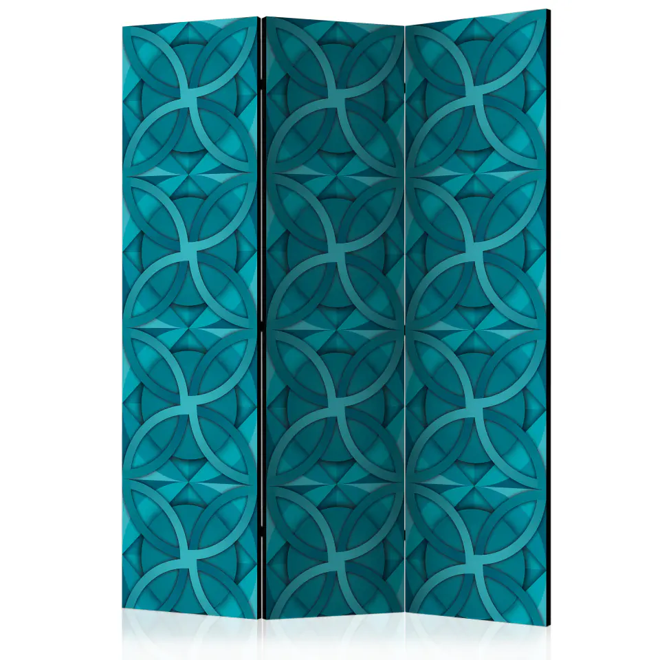 ⁨3-piece screen - Turquoise geometry [Room Dividers] (size 135x172)⁩ at Wasserman.eu