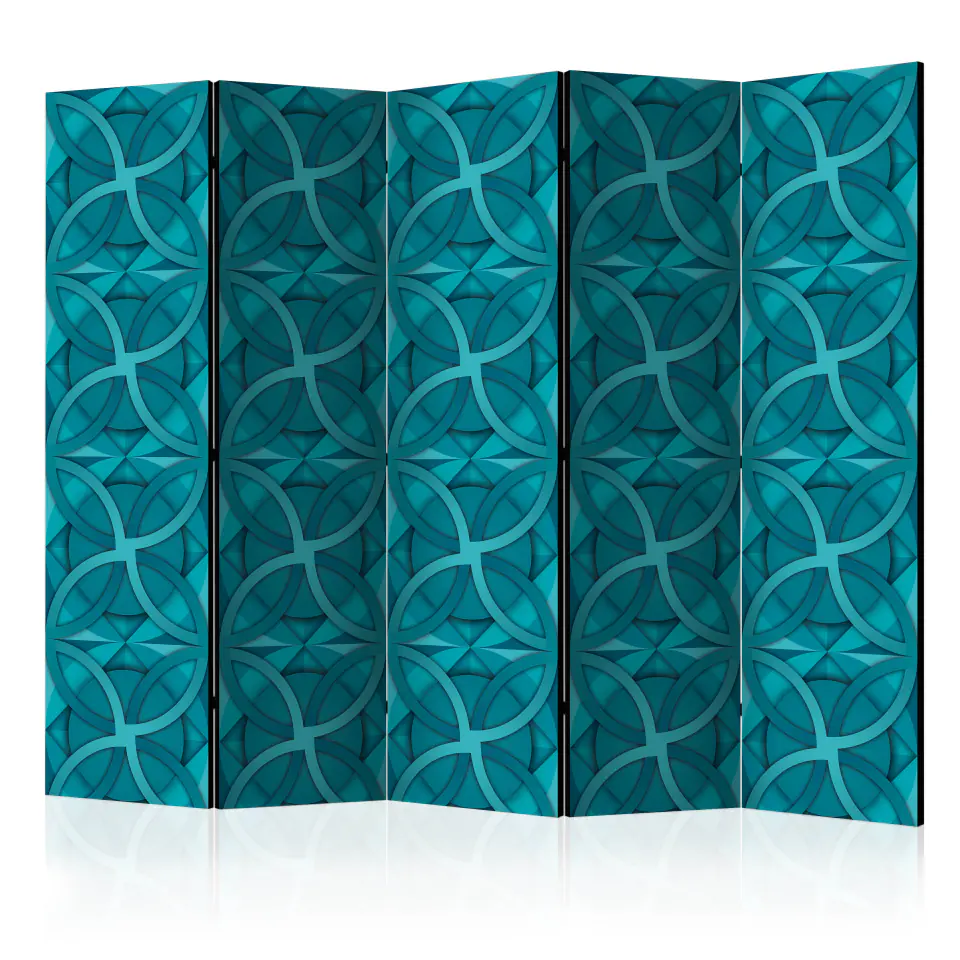 ⁨5-piece screen - Turquoise geometry II [Room Dividers] (size 225x172)⁩ at Wasserman.eu