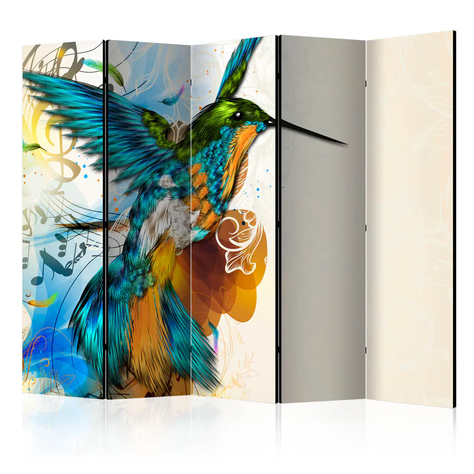 ⁨5-piece screen - Bird's Music II [Room Dividers] (size 225x172)⁩ at Wasserman.eu