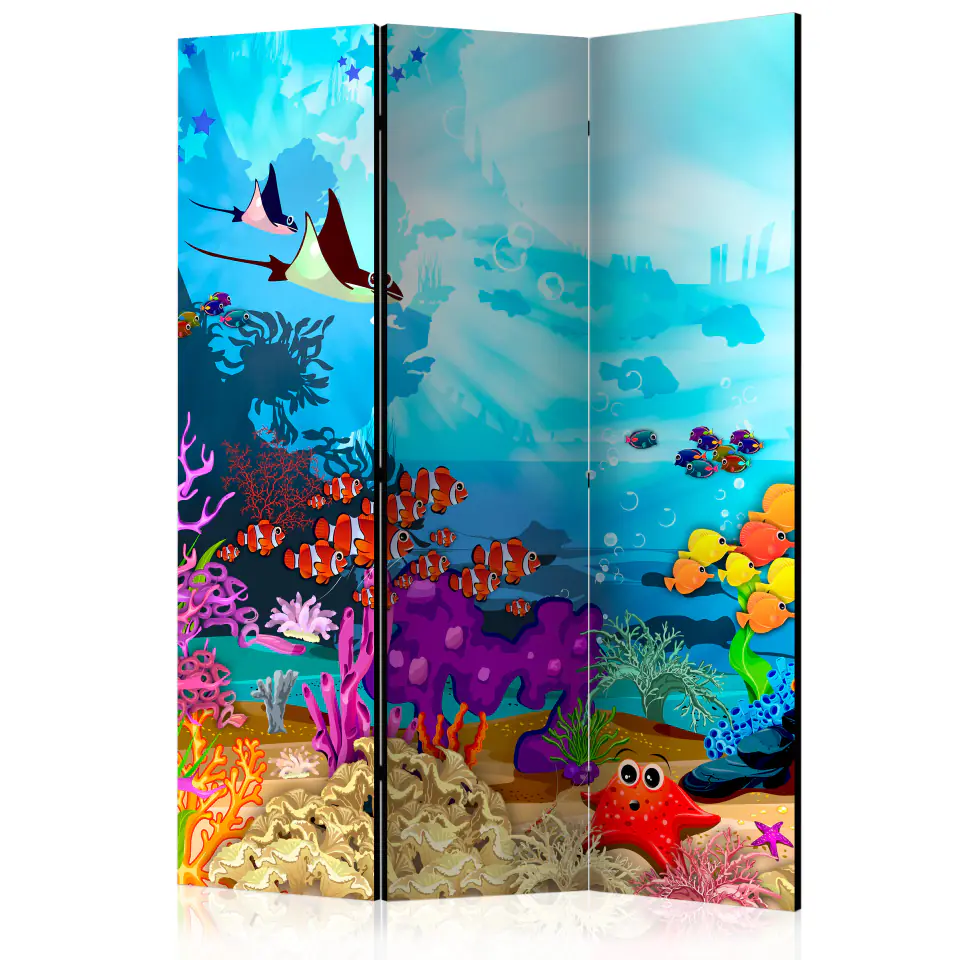 ⁨Screen 3-piece - Colorful fish [Room Dividers] (size 135x172)⁩ at Wasserman.eu