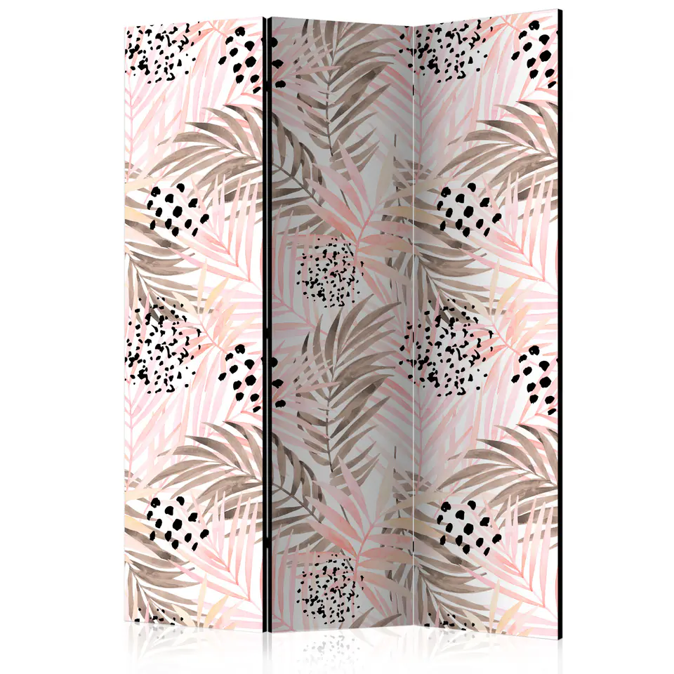 ⁨3-piece screen - Pink palm trees [Room Dividers] (size 135x172)⁩ at Wasserman.eu