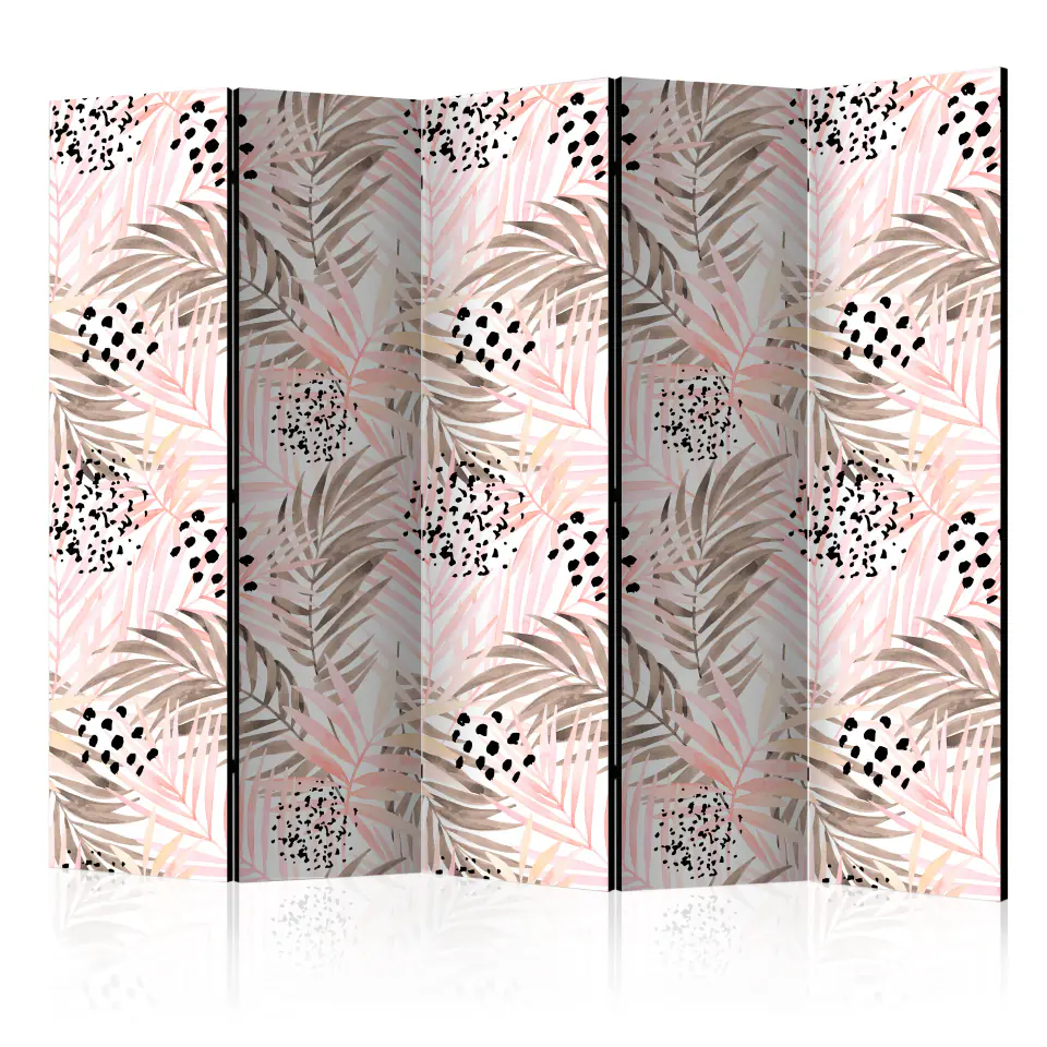 ⁨5-piece screen - Pink Palms II [Room Dividers] (size 225x172)⁩ at Wasserman.eu