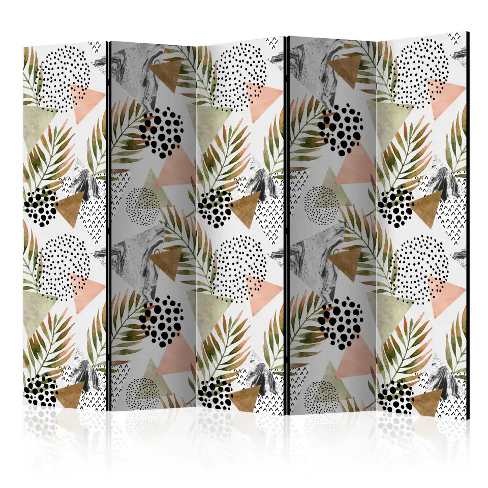 ⁨5-piece screen - Tropical geometry II [Room Dividers] (size 225x172)⁩ at Wasserman.eu