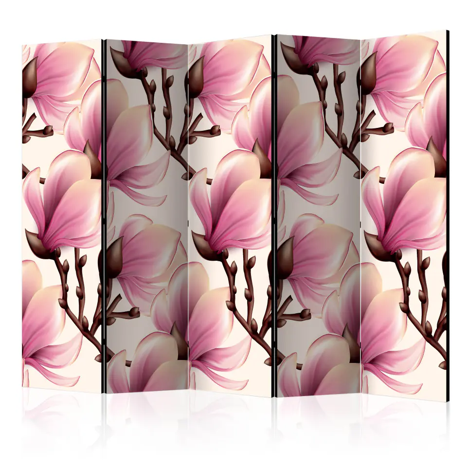 ⁨5-piece screen - Flowering magnolias II [Room Dividers] (size 225x172)⁩ at Wasserman.eu