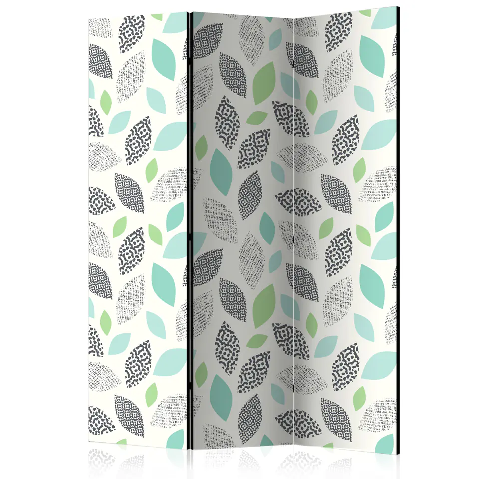 ⁨3-piece screen - Patterned leaves [Room Dividers] (size 135x172)⁩ at Wasserman.eu