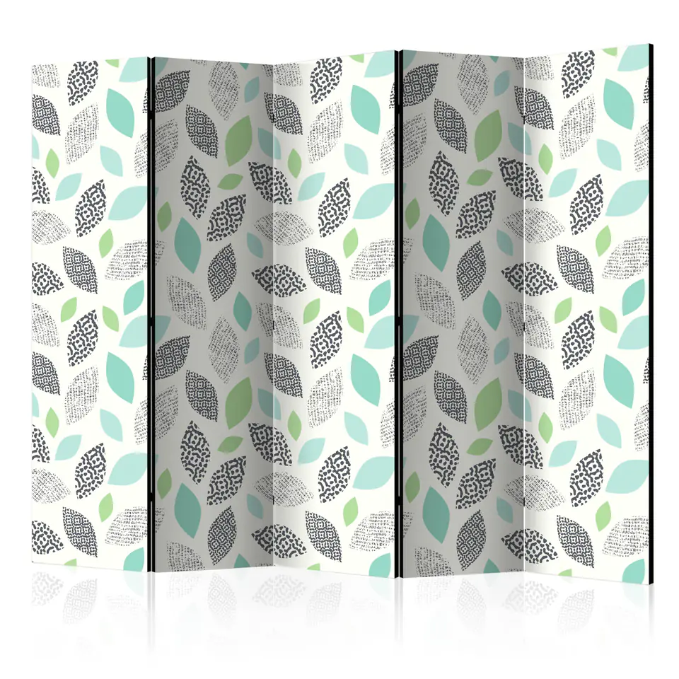 ⁨5-piece screen - Patterned leaves II [Room Dividers] (size 225x172)⁩ at Wasserman.eu