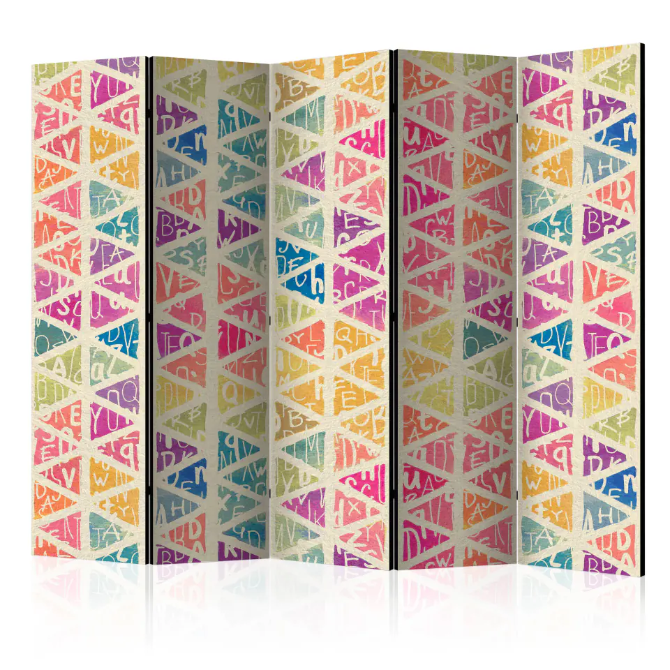 ⁨5-piece screen - Letters and triangles II [Room Dividers] (size 225x172)⁩ at Wasserman.eu