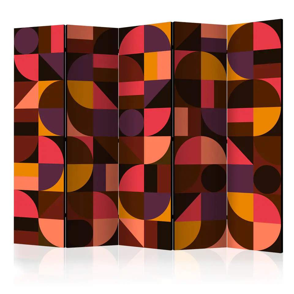 ⁨5-piece screen - Geometric mosaic (red) II [Room Dividers] (size 225x172)⁩ at Wasserman.eu