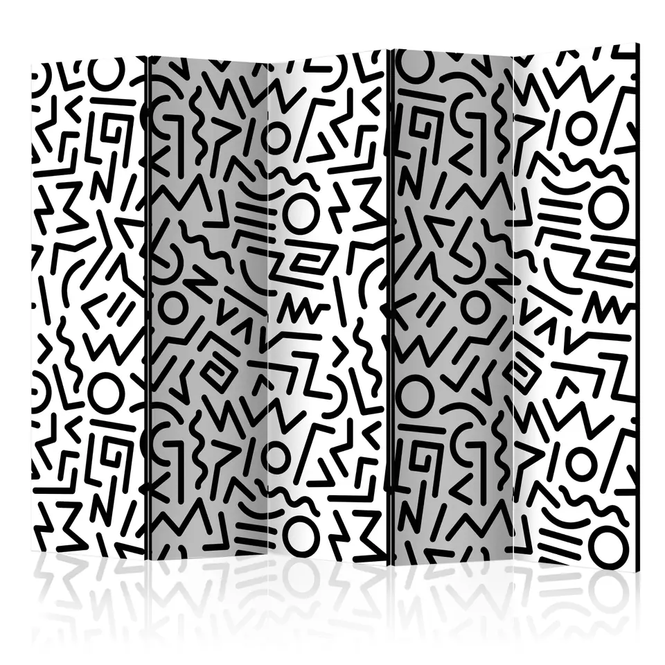 ⁨5-piece screen - Black and White Labyrinth II [Room Dividers] (size 225x172)⁩ at Wasserman.eu