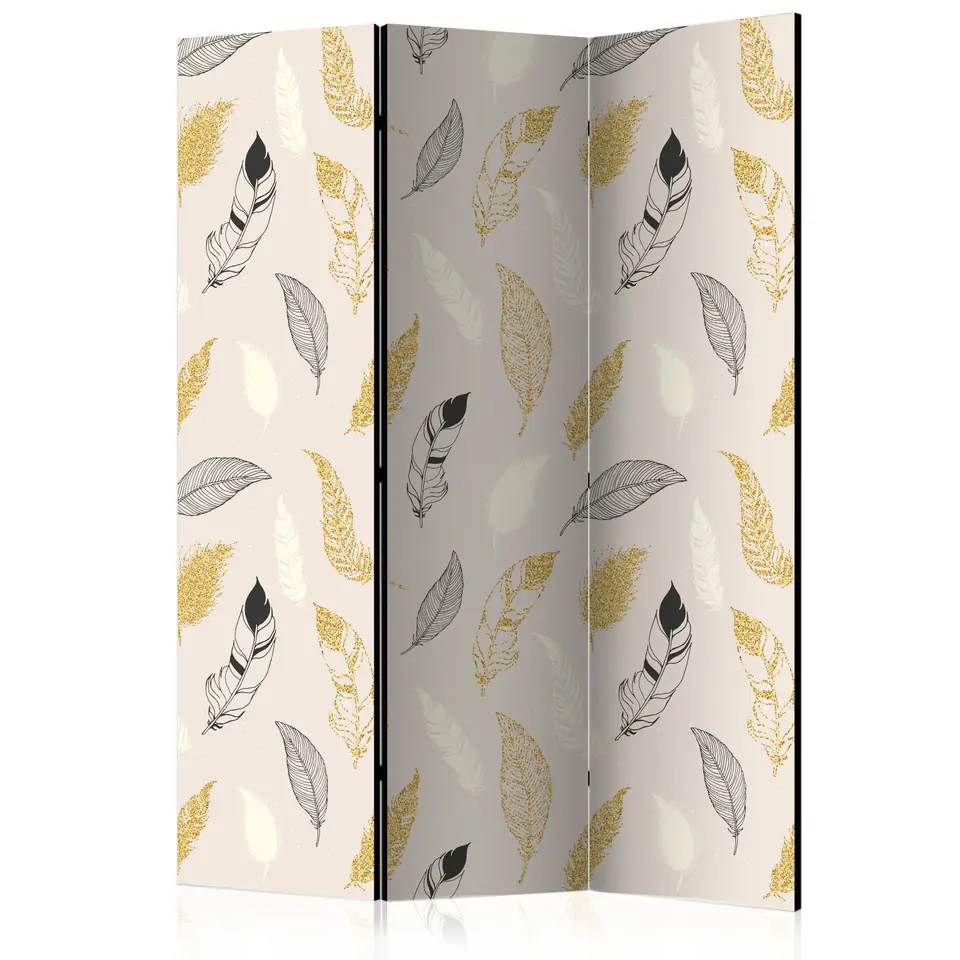 ⁨3-piece screen - Golden feathers [Room Dividers] (size 135x172)⁩ at Wasserman.eu