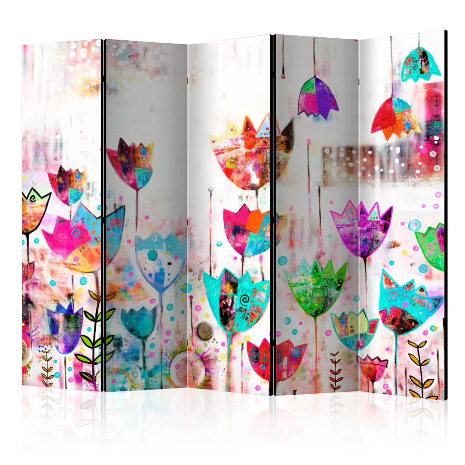⁨5-piece screen - Colorful tulips II [Room Dividers] (size 225x172)⁩ at Wasserman.eu