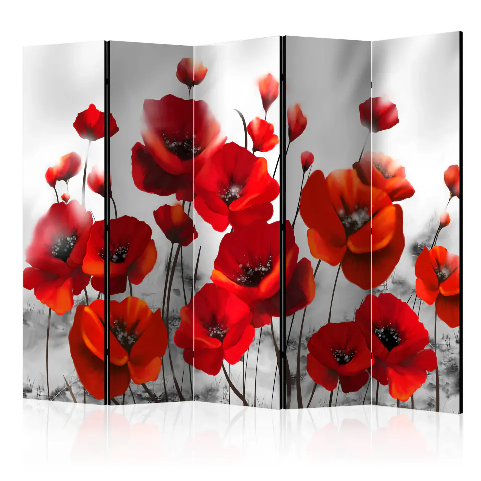 ⁨5-piece screen - Poppies in the moonlight II [Room Dividers] (size 225x172)⁩ at Wasserman.eu