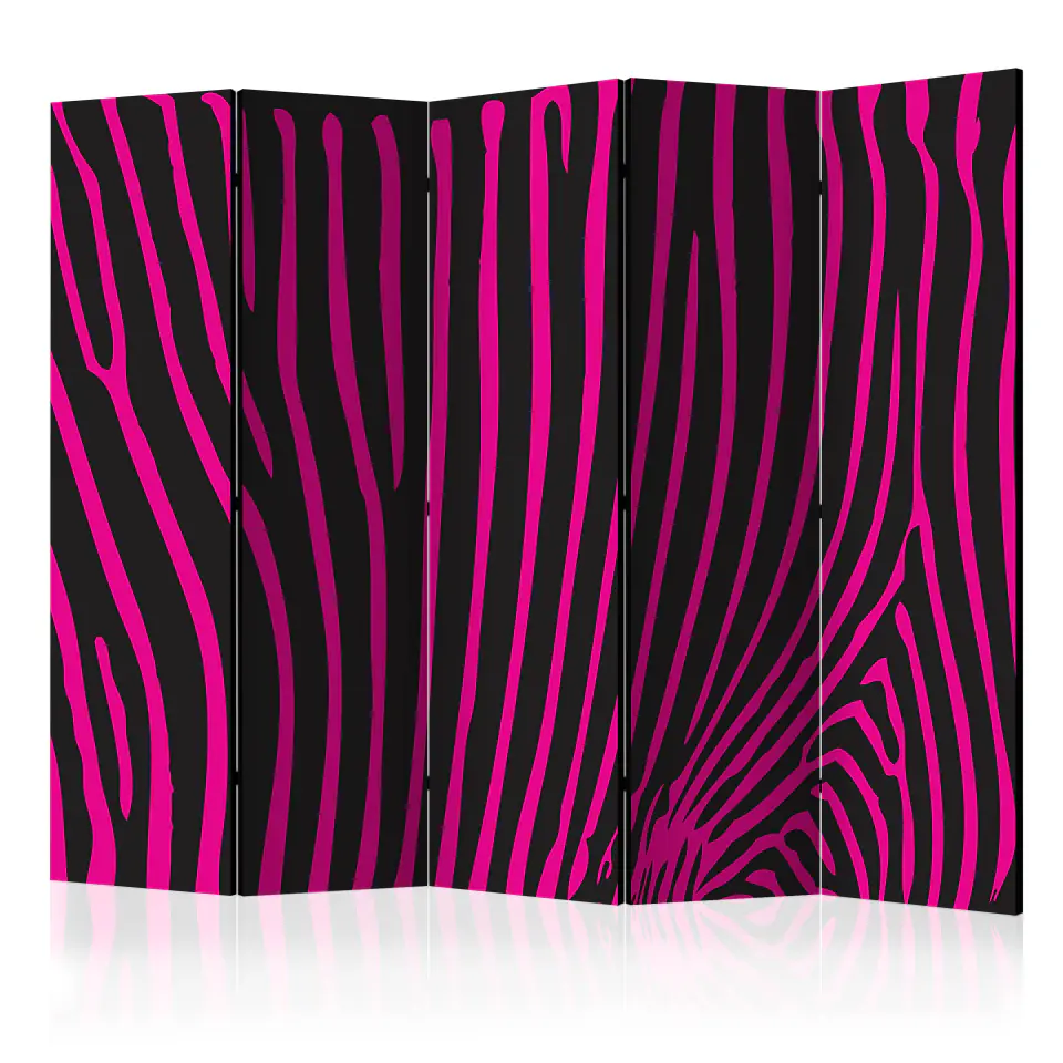 ⁨5-piece screen - Zebra pattern (purple) II [Room Dividers] (size 225x172)⁩ at Wasserman.eu