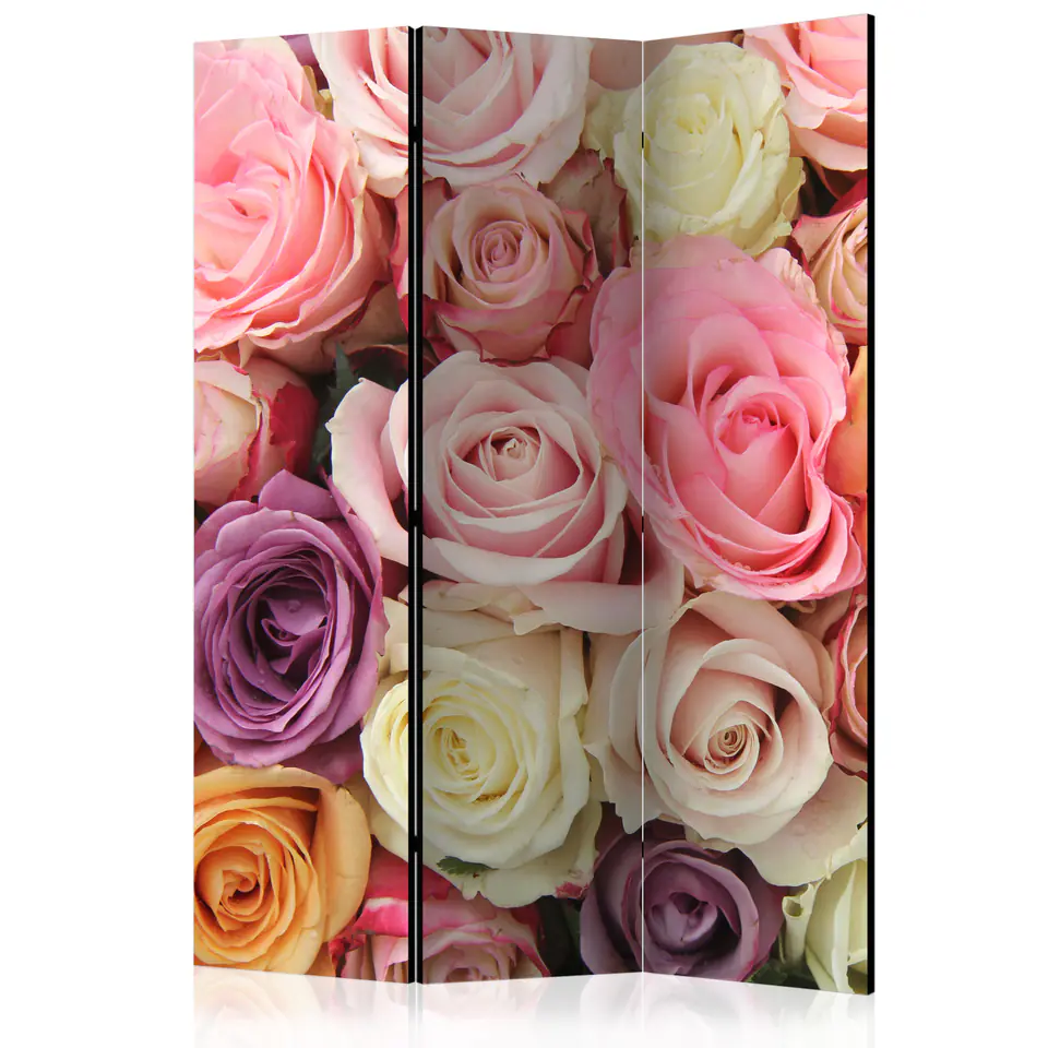 ⁨Screen 3-piece - Pastel roses [Room Dividers] (size 135x172)⁩ at Wasserman.eu