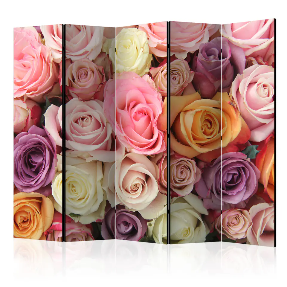 ⁨Screen 5-piece - Pastel roses II [Room Dividers] (size 225x172)⁩ at Wasserman.eu