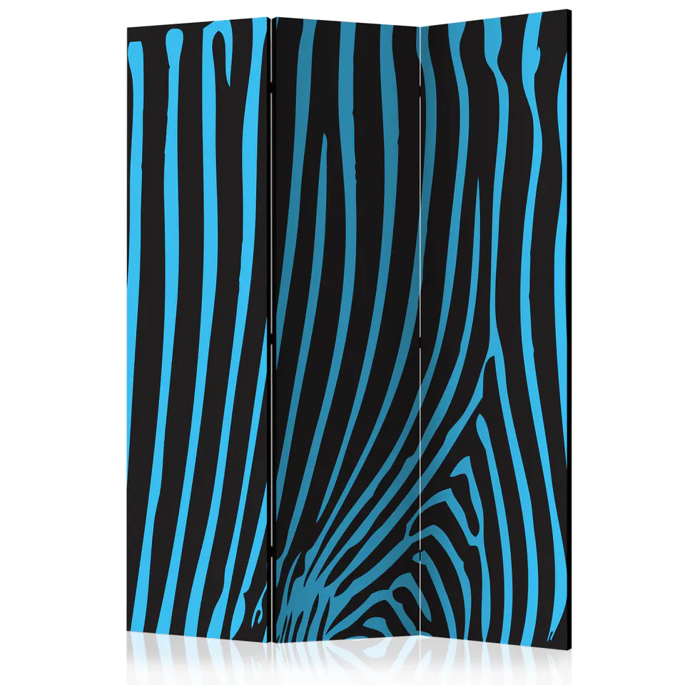 ⁨3-piece screen - Zebra pattern (turquoise) [Room Dividers] (size 135x172)⁩ at Wasserman.eu