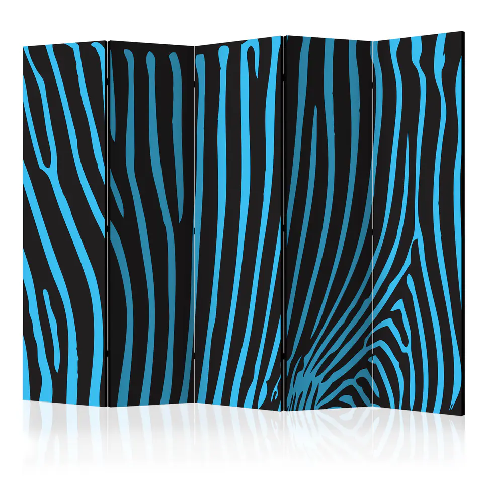 ⁨5-piece screen - Zebra pattern (turquoise) II [Room Dividers] (size 225x172)⁩ at Wasserman.eu